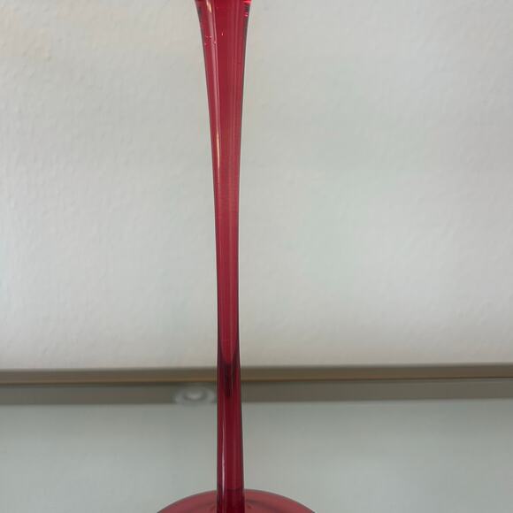 Artisan Handblown Glass Taper Candle Holder 11" Holiday Red Set of 2 NEW - Picture 8 of 8